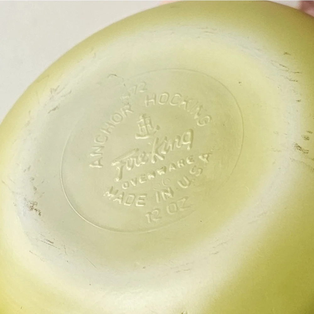 Vintage Anchor Hocking Fire-King 12 oz Olive Green Teflon Ovenware Dish w/ Glass